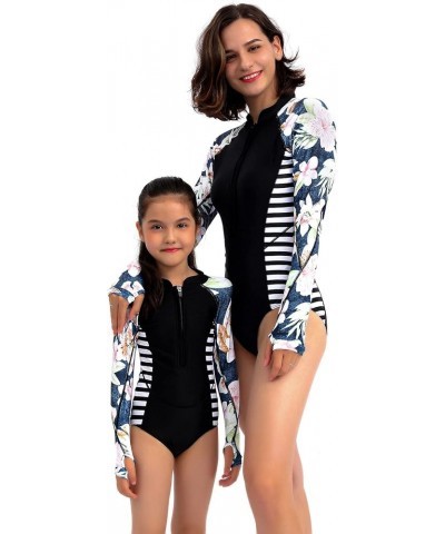 Women and Girls Matching Swimsuit: Long Sleeve One Piece Rash Guard Bathing Suit UPF 50+ (Please Order Separately) White and ...