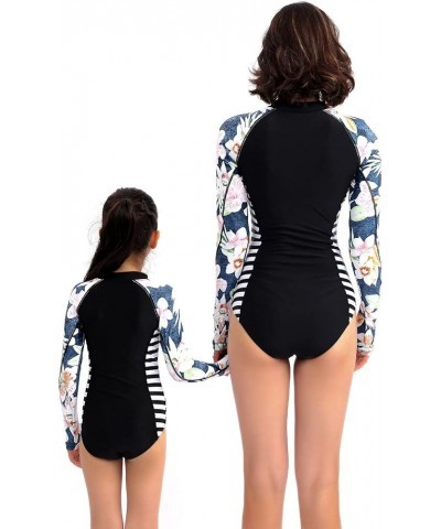 Women and Girls Matching Swimsuit: Long Sleeve One Piece Rash Guard Bathing Suit UPF 50+ (Please Order Separately) White and ...