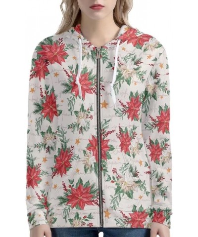 Women's Zip Up Hoodies Long Sleeve Outwear Cute Graphic Hooded Sweatshirts Coat With Pockets Red Flowers $19.88 Hoodies & Swe...