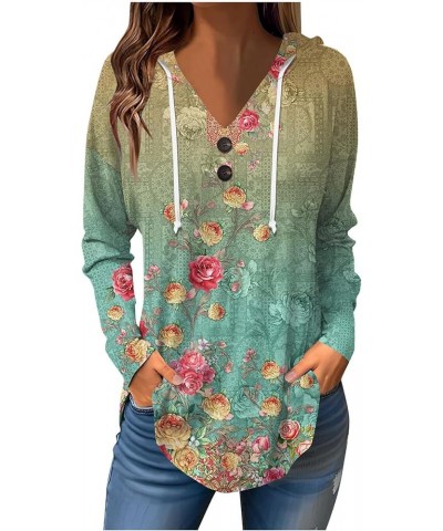 Long Sleeve Shirts for Women Button V Neck Blouses Dressy Casual Fleece Hoodie Cute Plus Size Tops Tunic Pullover A-cyan $10....