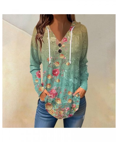 Long Sleeve Shirts for Women Button V Neck Blouses Dressy Casual Fleece Hoodie Cute Plus Size Tops Tunic Pullover A-cyan $10....