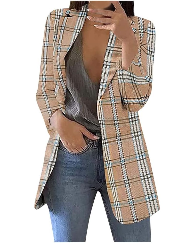 Blazer Jackets for Women Work Office Suit Coats Slim Open Front Cardigan Lapel Collar Long Sleeve Outerwear B-khaki $9.93 Bla...