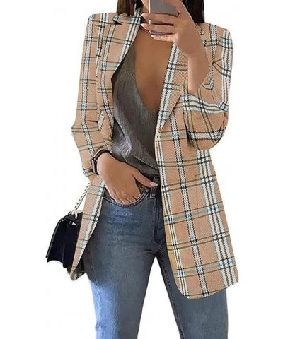 Blazer Jackets for Women Work Office Suit Coats Slim Open Front Cardigan Lapel Collar Long Sleeve Outerwear B-khaki $9.93 Bla...