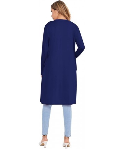 Women's Long Sleeve Open Front Long Duster Cardigan Lightweight Outerwear Navy Blue $14.99 Sweaters