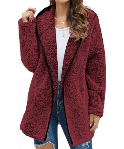 Women's Fashion Winter Coat Long Sleeve Zip up Lapel Shaggy Oversized Jacket Lightweight Fuzzy Parka Outfits Wine XXL $18.59 ...