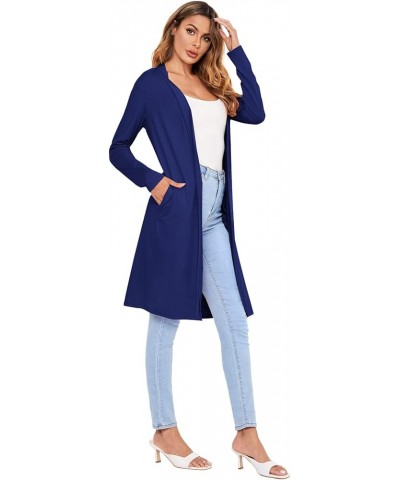 Women's Long Sleeve Open Front Long Duster Cardigan Lightweight Outerwear Navy Blue $14.99 Sweaters