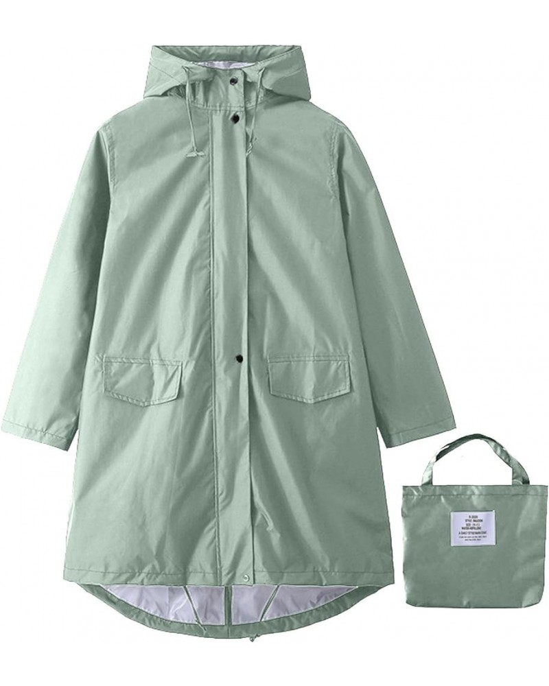 Womens Waterproof Rain Jacket with Hood Lightweight Long Sleeve Windbreaker Zip Up Drawstring Raincoat with Pockets Green-pac...