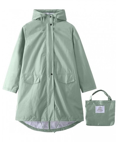 Womens Waterproof Rain Jacket with Hood Lightweight Long Sleeve Windbreaker Zip Up Drawstring Raincoat with Pockets Green-pac...