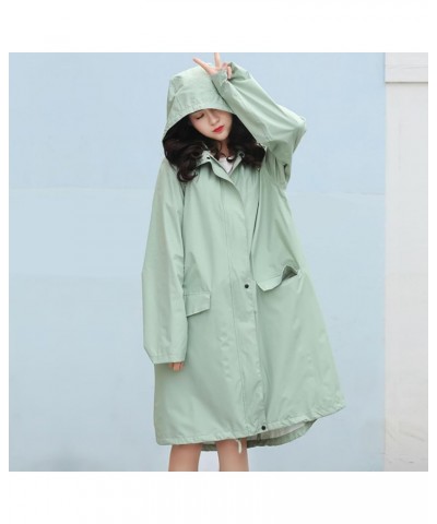 Womens Waterproof Rain Jacket with Hood Lightweight Long Sleeve Windbreaker Zip Up Drawstring Raincoat with Pockets Green-pac...