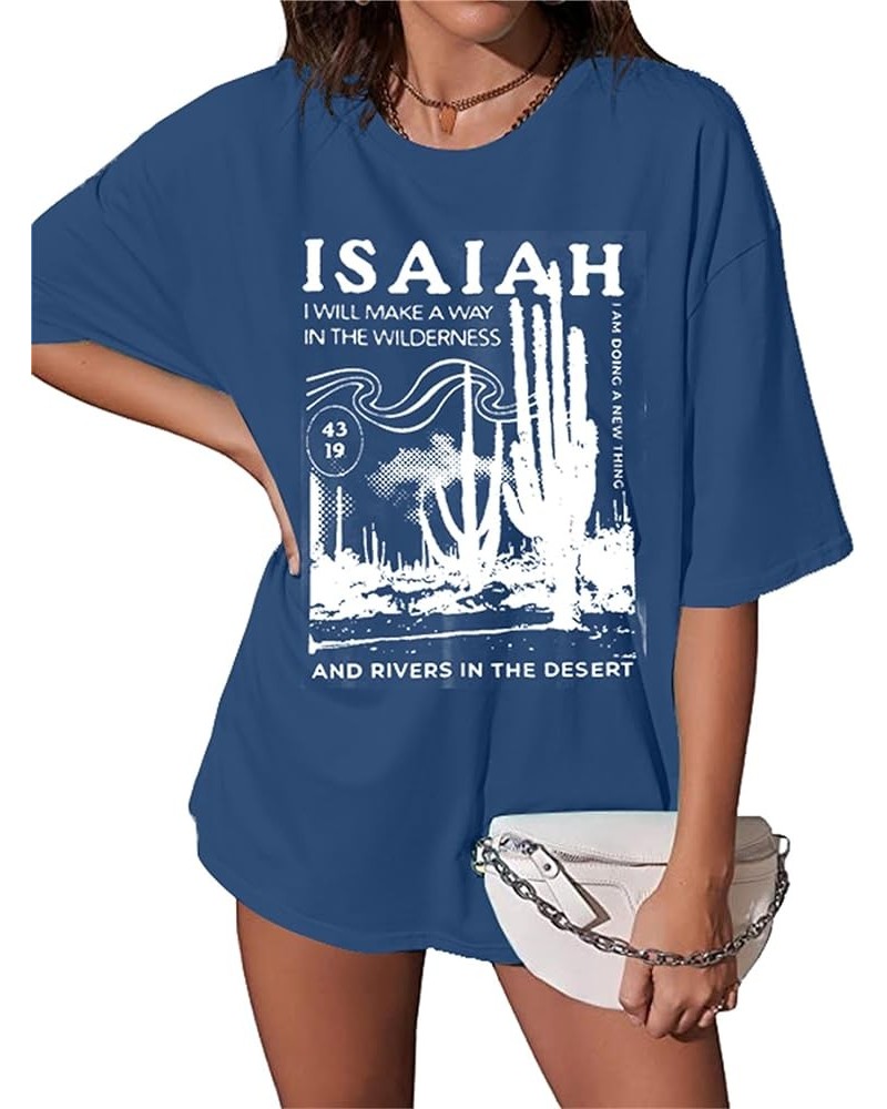 Christian Tshirt Women Oversized Faith Tshirt Christian Religious T-Shirt Inspirational Short Sleeve Tops Blue $12.42 T-Shirts