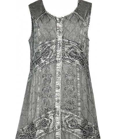 Women’s Boho Gypsy Summer Sleeveless Wide Strap Long Embroidered Button Down Sun Dress Gown Silver $37.93 Dresses