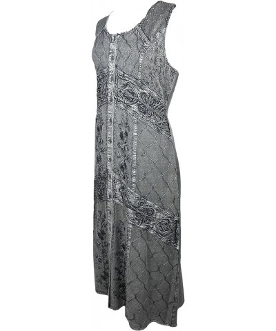 Women’s Boho Gypsy Summer Sleeveless Wide Strap Long Embroidered Button Down Sun Dress Gown Silver $37.93 Dresses