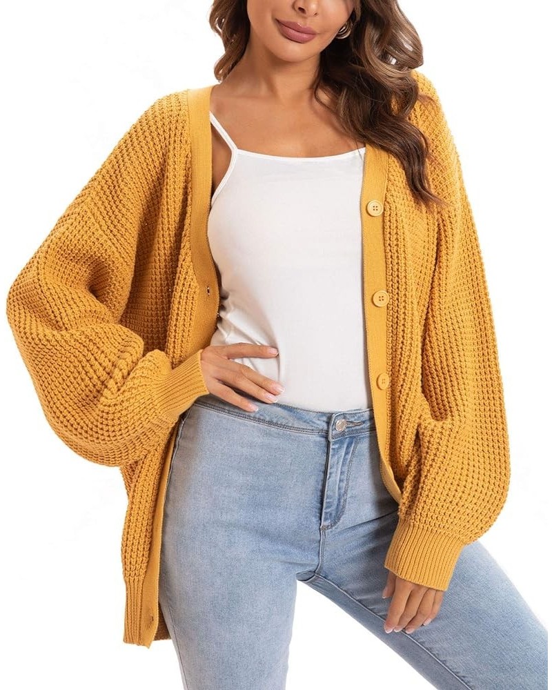 Women's Cardigan Sweater 100% Cotton Button-Down Long Sleeve Oversized Knit Cardigans 08mustard $27.35 Sweaters