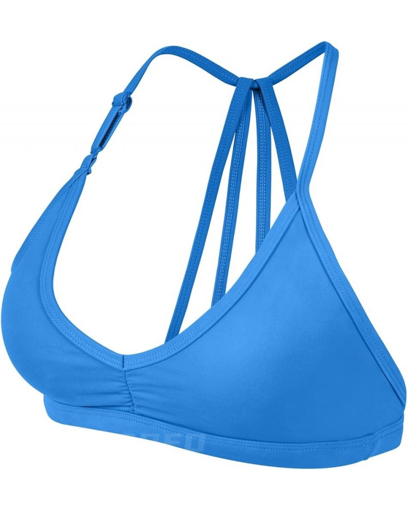 Workout Sports Bras for Women Padded Strappy Open Back Gym Bra Lorelie Light Impact Criss Cross Yoga Crop Top 0 Blue $14.26 L...