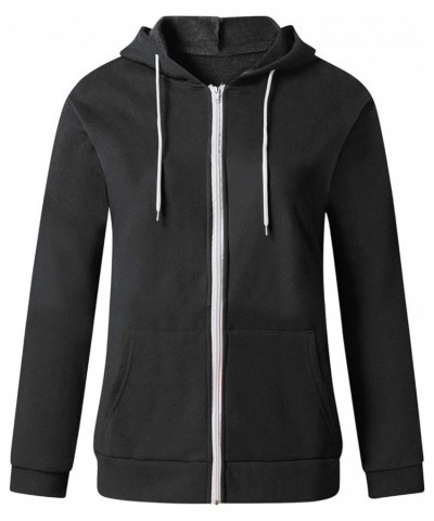 Womens Lightweight Color Block Hooded Sweaters Drawstring Hoodies Pullover Sweatshirts Long Sleeve Zip Up Hoodies I-black $9....