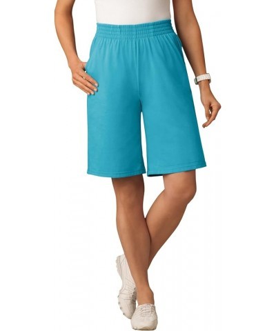 Women's Plus Size Jersey Knit Short Pretty Turquoise $13.40 Shorts