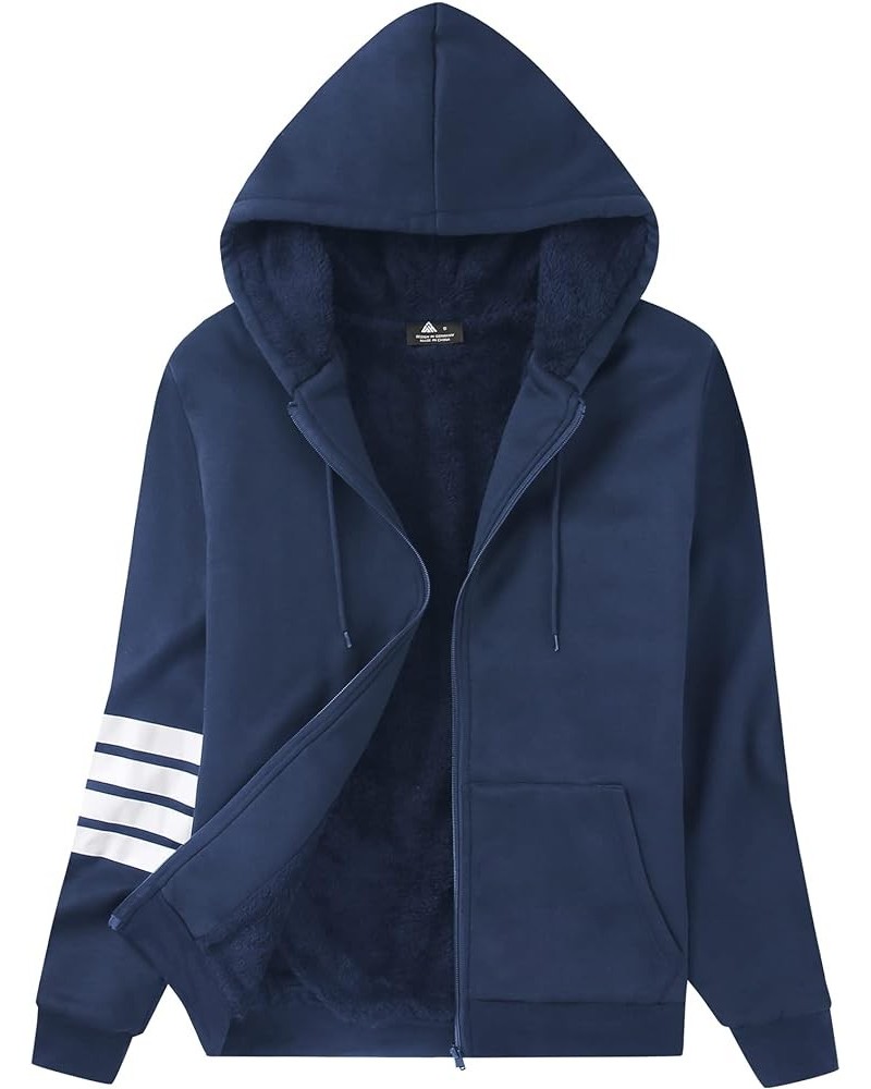 Women's Full-Zip Hooded Sweatshirt Warm Fleece Lined Jacket Stylish Hooded Sweatshirt for Women 1440-navy Blue $14.26 Jackets