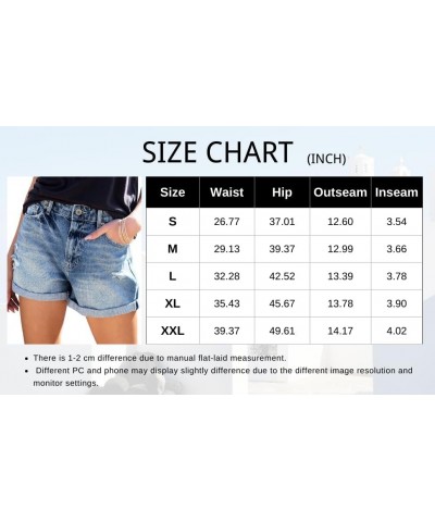 Women's Denim Shorts Mid Waist Jean Short A4-blue $21.45 Shorts