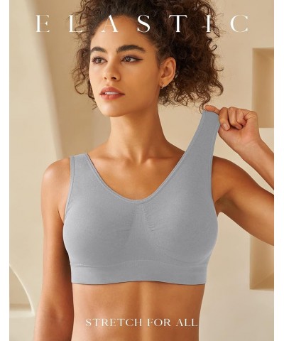 Womens Sports Bras, Yoga Comfort Seamless Stretchy Sports Bra for Women 3 Pack Black White Grey $15.33 Lingerie