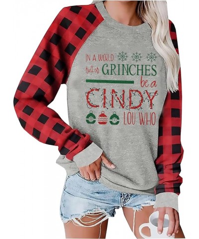 Be A Cindy Lou Who T-Shirt Tee Christmas Raglan Long Sleeve Tops Splicing Baseball Tees Shirt for Women Red1 $13.16 T-Shirts