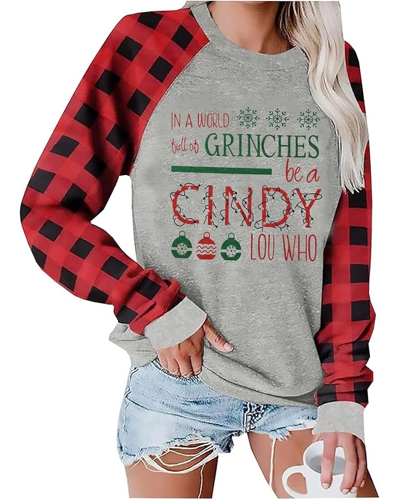 Be A Cindy Lou Who T-Shirt Tee Christmas Raglan Long Sleeve Tops Splicing Baseball Tees Shirt for Women Red1 $13.16 T-Shirts