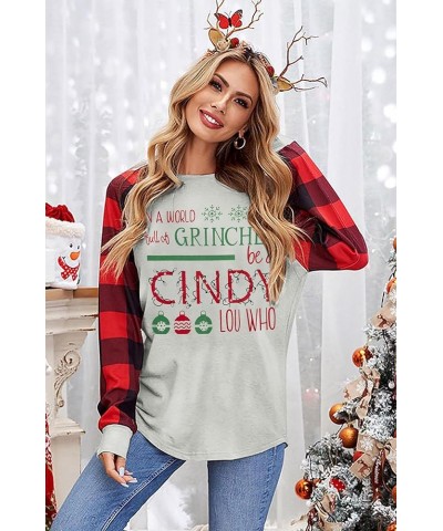 Be A Cindy Lou Who T-Shirt Tee Christmas Raglan Long Sleeve Tops Splicing Baseball Tees Shirt for Women Red1 $13.16 T-Shirts