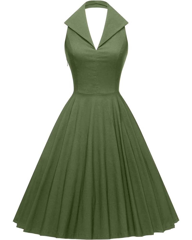 50S Retro Hostess Dress Cocktail Swing Tea Dress with Pockets Armygreen $24.63 Dresses