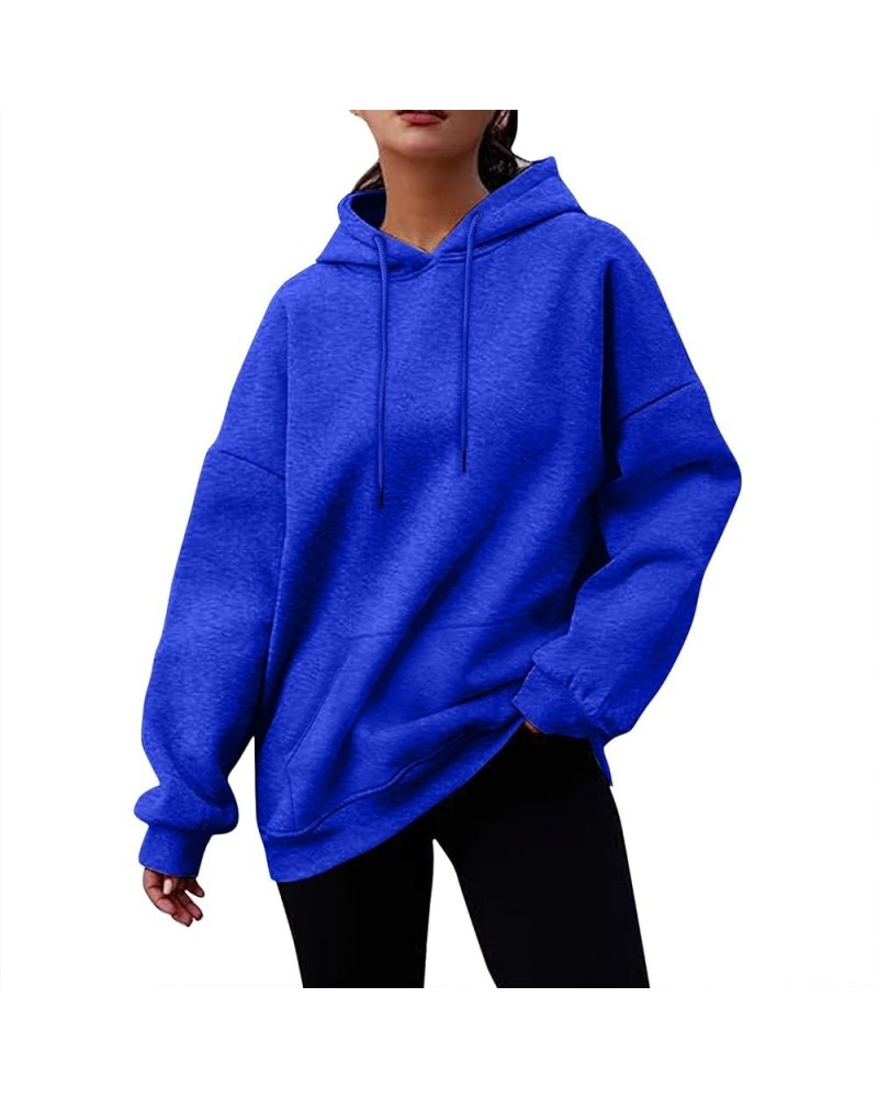 y2k Clothing women's Fall Winter Solid Color Pullover Hooded Sweatshirt Fleece Long Sleeve Short Fashion Sweatshirt Dark Blue...