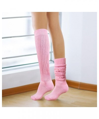 Slouch Socks Women 3 Pairs Scrunch Knit Knee High Boot Socks Size 6-11 Light Purple-pink-rose $12.73 Activewear