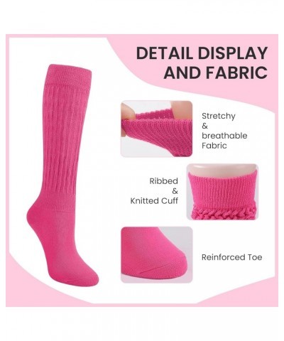 Slouch Socks Women 3 Pairs Scrunch Knit Knee High Boot Socks Size 6-11 Light Purple-pink-rose $12.73 Activewear