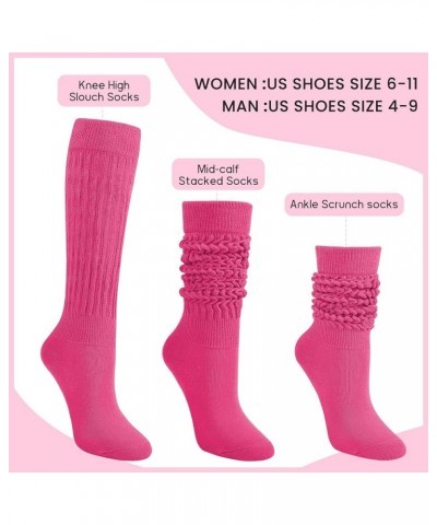 Slouch Socks Women 3 Pairs Scrunch Knit Knee High Boot Socks Size 6-11 Light Purple-pink-rose $12.73 Activewear