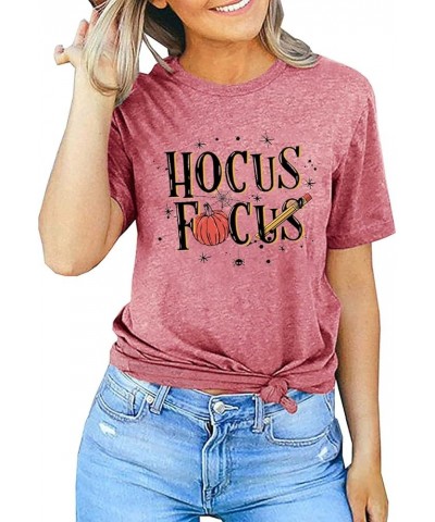 Teacher Halloween Shirt for Women Funny Hocus Pocus Tshirt Cute Pumpkin Graphic Tees Teacher Fall Season Tops Pink $8.40 T-Sh...