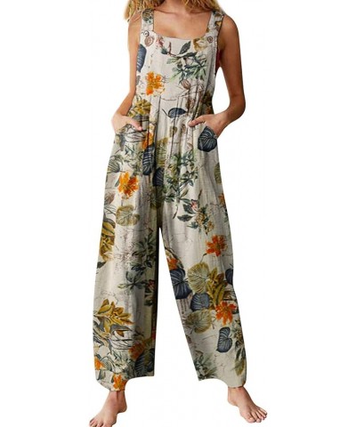 Womens Harem Jumpsuit Summer Casual Loose Boho Floral Doodle Pants One Piece Overalls Rompers with Pockets B Yellow $8.61 Ove...