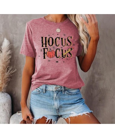 Teacher Halloween Shirt for Women Funny Hocus Pocus Tshirt Cute Pumpkin Graphic Tees Teacher Fall Season Tops Pink $8.40 T-Sh...