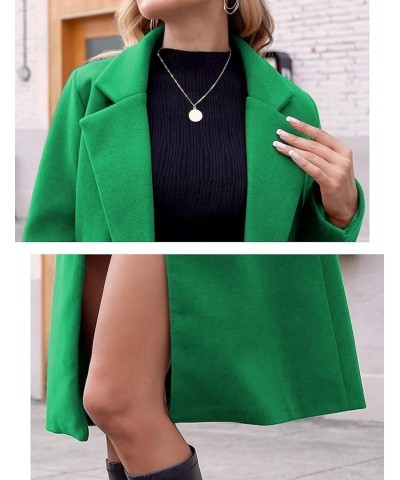 Women's Winter Wool Coat Casual Notch Lapel Single-Breasted Peacoat Green $33.14 Coats