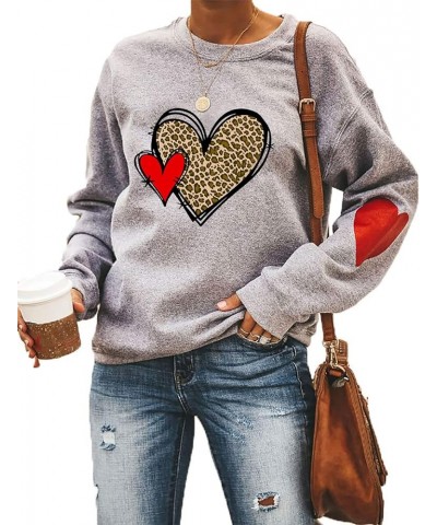 Love Heart Shirt Valentines Day Plus Size Pullover Women Long Sleeve Tops Crewneck Sweatshirts Mother's Day C Love Gray $11.3...