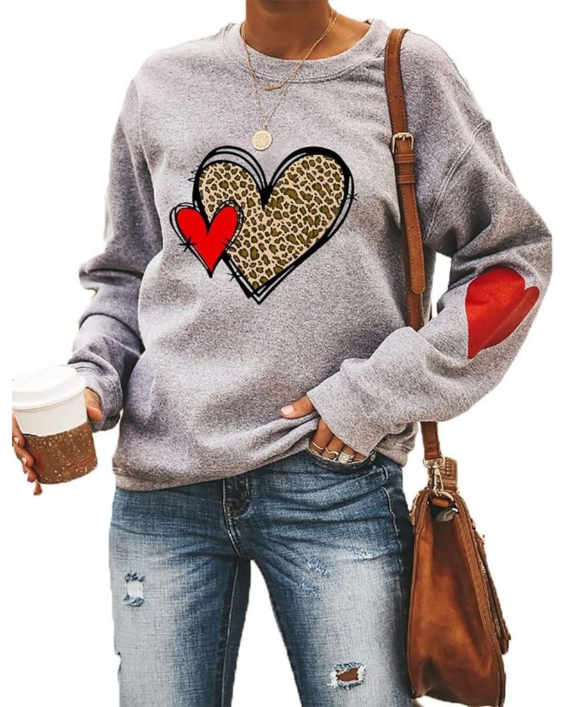 Love Heart Shirt Valentines Day Plus Size Pullover Women Long Sleeve Tops Crewneck Sweatshirts Mother's Day C Love Gray $11.3...