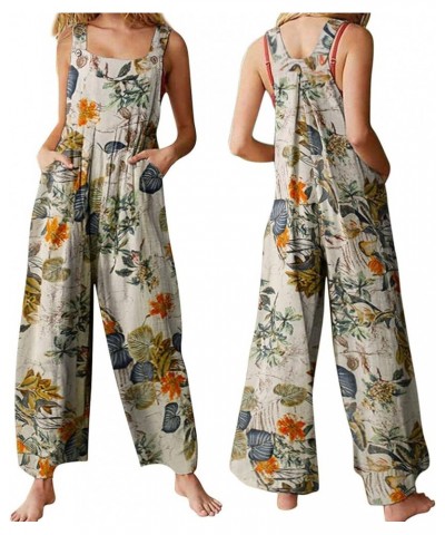 Womens Harem Jumpsuit Summer Casual Loose Boho Floral Doodle Pants One Piece Overalls Rompers with Pockets B Yellow $8.61 Ove...