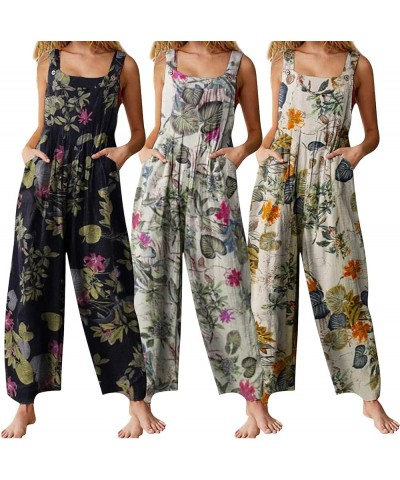 Womens Harem Jumpsuit Summer Casual Loose Boho Floral Doodle Pants One Piece Overalls Rompers with Pockets B Yellow $8.61 Ove...