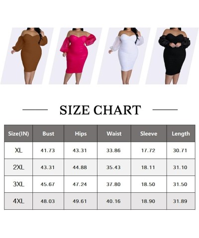 Women’s Off Shoulder Bodycon Midi Dresses Sexy Mesh Lantern Long Sleeve V Neck Plus Size Club Cocktail Party Dress Coffee $25...