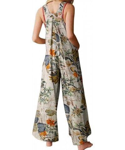 Womens Harem Jumpsuit Summer Casual Loose Boho Floral Doodle Pants One Piece Overalls Rompers with Pockets B Yellow $8.61 Ove...