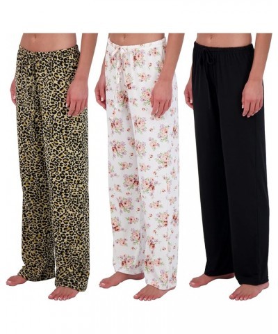 3 Pack: Women’s Ultra-Soft Comfy Pajama Lounge Pants Elegant Sleepwear (Available In Fleece & Soft Knit) Plus Size Soft Knit ...