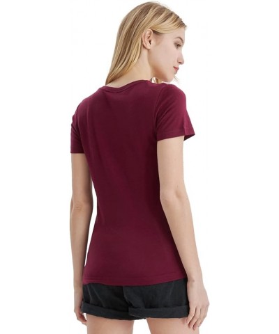 100% Merino Wool T Shirts Women Crew Neck Tops Short Sleeve Odor Resistance Base Layer Travel Hiking Tee Shirt Dark Red $26.5...