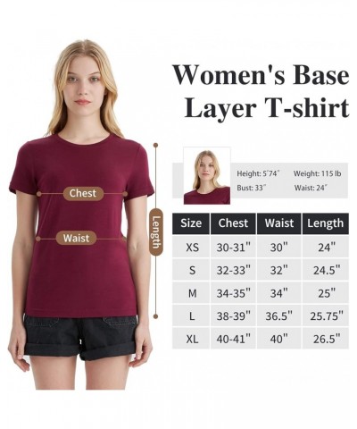 100% Merino Wool T Shirts Women Crew Neck Tops Short Sleeve Odor Resistance Base Layer Travel Hiking Tee Shirt Dark Red $26.5...