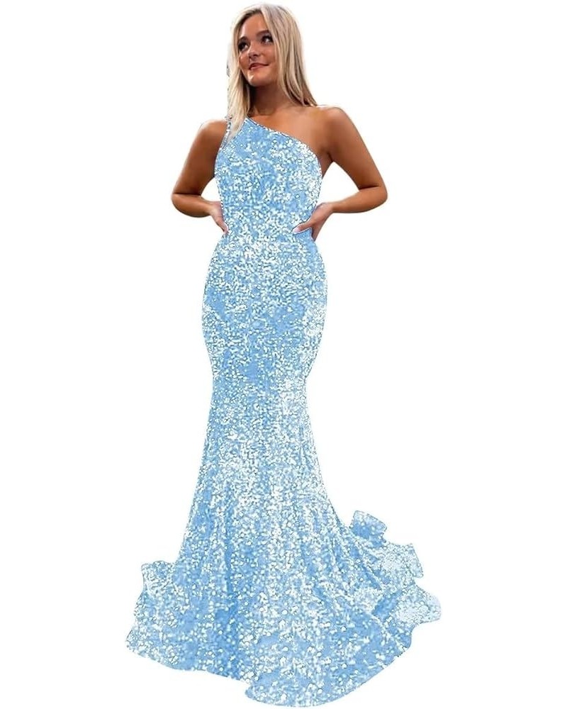 Women's Strapless Sequin Prom Dresses with Train Criss-Cross Mermaid Long Formal Evening Gowns YZTS093 B-light Blue $34.65 Dr...