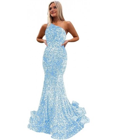 Women's Strapless Sequin Prom Dresses with Train Criss-Cross Mermaid Long Formal Evening Gowns YZTS093 B-light Blue $34.65 Dr...