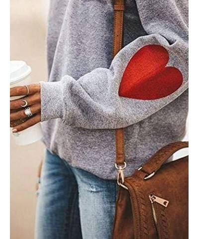 Love Heart Shirt Valentines Day Plus Size Pullover Women Long Sleeve Tops Crewneck Sweatshirts Mother's Day C Love Gray $11.3...