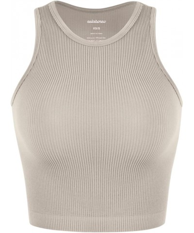 4 Piece Seamless Tank Tops for Women High-Neck Rib-Knit Sleeveless Comfy Tanks Mushroom-1 Pack $8.99 Tanks