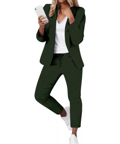 Womens Elegant Solid Color Suit Long Sleeve Cardigan Pockets Top Elastic Straight Leg Official Pants Suits for Ag $27.72 Blazers