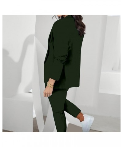 Womens Elegant Solid Color Suit Long Sleeve Cardigan Pockets Top Elastic Straight Leg Official Pants Suits for Ag $27.72 Blazers